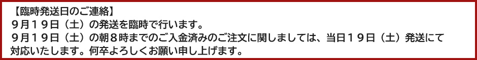 臨時土曜発送バナー